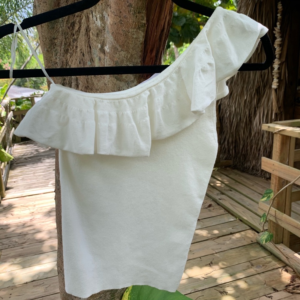 Mango knitted one shoulder top
